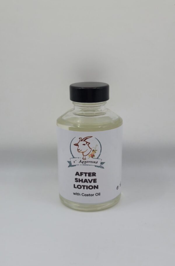 Μπουκάλι με after shave lotion με καστορέλαιο για μετά το ξύρισμα
